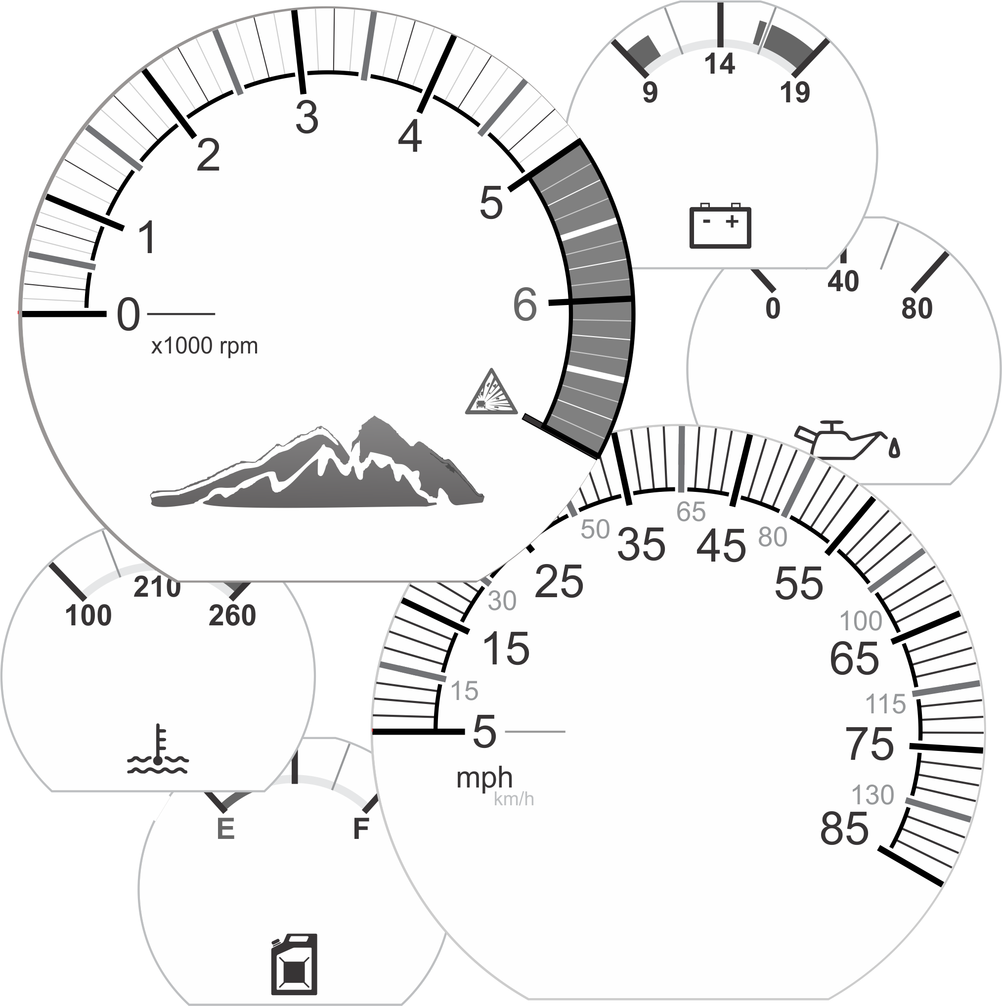 Retro White & Black -- Gauge Face Kit for Cherokee XJ [Pre 97